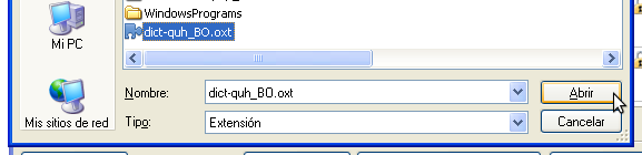 Seleccione dict-qu_BO.oxt