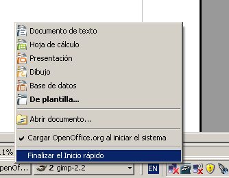 Finalizar el Inicio rapido de OpenOffice